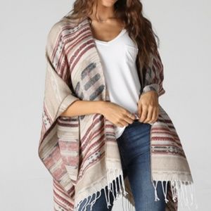 Angie Fringed Aztec Shawl One Size Fits Most
